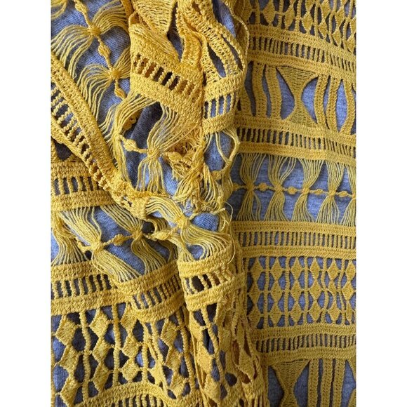 English Factory Women's Yellow Crochet Lace Overlay Top Gray Rayon Lining Small - Picture 7 of 7